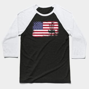Disc Golf - Usa Flag Disc Golf Baseball T-Shirt